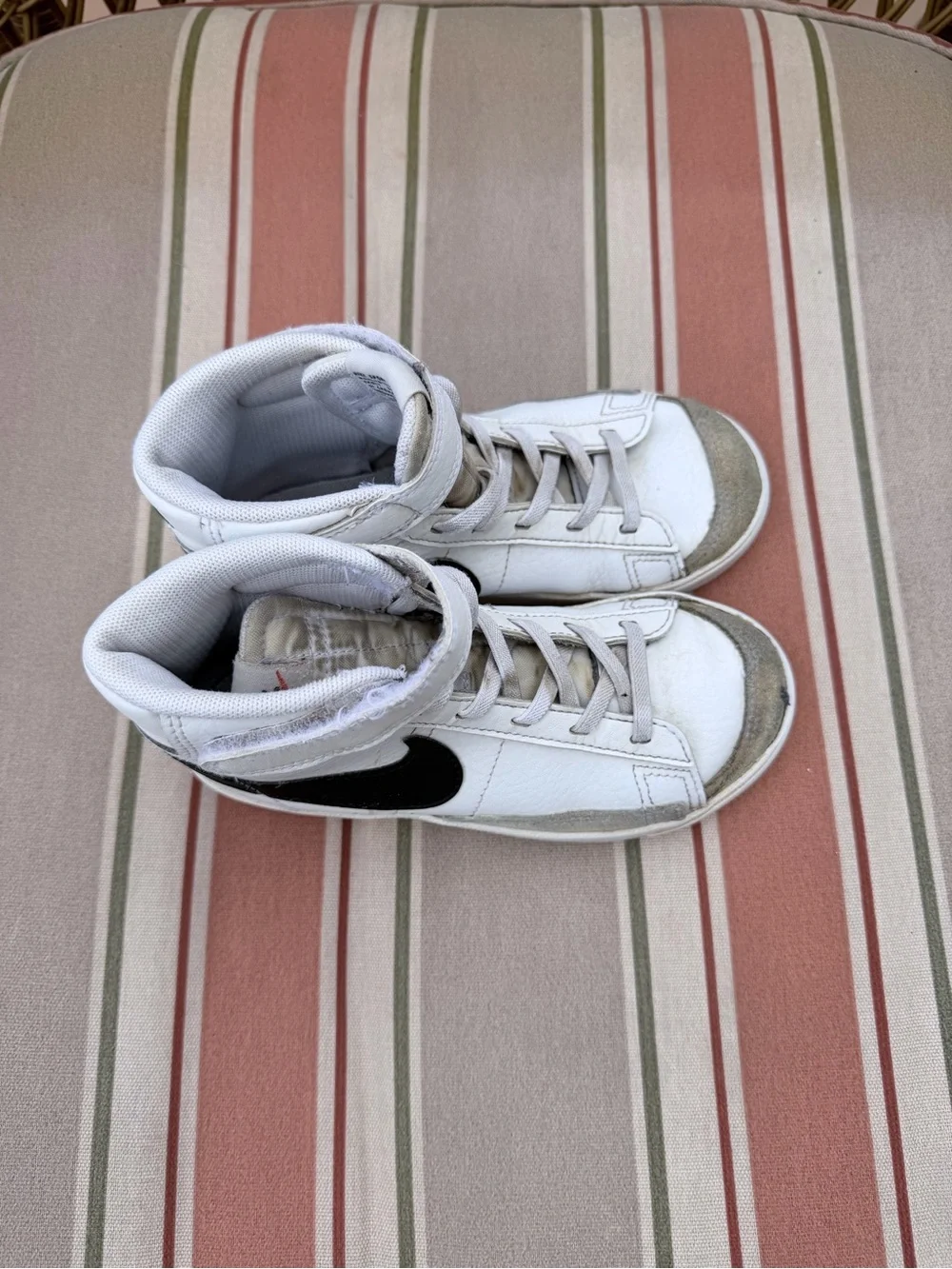 Nike Kids White High-Top Sneakers with Black Swoosh 12C